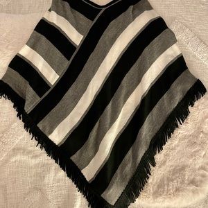 Nina Leonard Striped Poncho